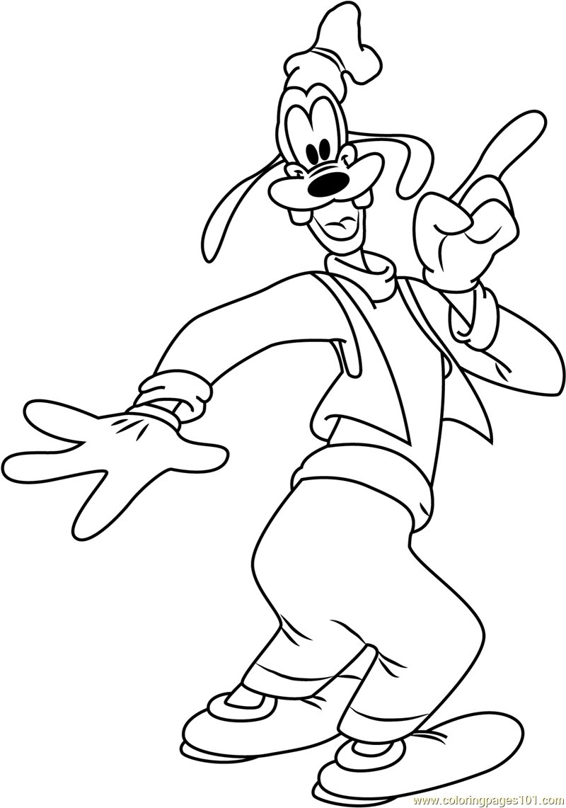 Goofy a Tall Dog Coloring Page for Kids - Free Goofy Printable Coloring