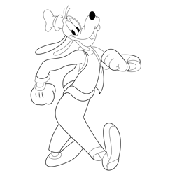 Walking Goofy Free Coloring Page for Kids
