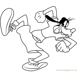 Goofy Dancing Free Coloring Page for Kids