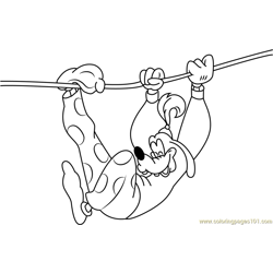 Goofy Play with Rope Free Coloring Page for Kids