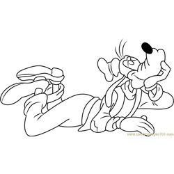 Goofy Ready to Sleeping Free Coloring Page for Kids