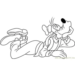 Goofy Ready to Sleeping Free Coloring Page for Kids