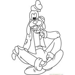 Goofy Sitting Down Free Coloring Page for Kids