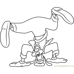 Goofy Standing on Head Free Coloring Page for Kids
