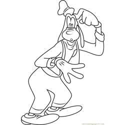 Goofy Thinking Free Coloring Page for Kids