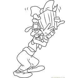 Goofy having Gift Free Coloring Page for Kids