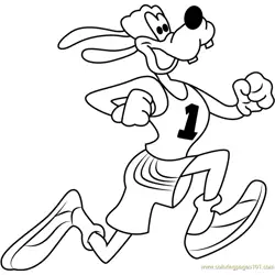 Goofy in Race Free Coloring Page for Kids