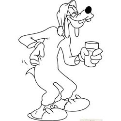 Goofy it's Bedtime Free Coloring Page for Kids