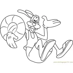 Goofy say Hi Free Coloring Page for Kids