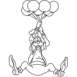Goofy with Balloons Free Coloring Page for Kids