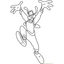 Joyful Goofy Free Coloring Page for Kids