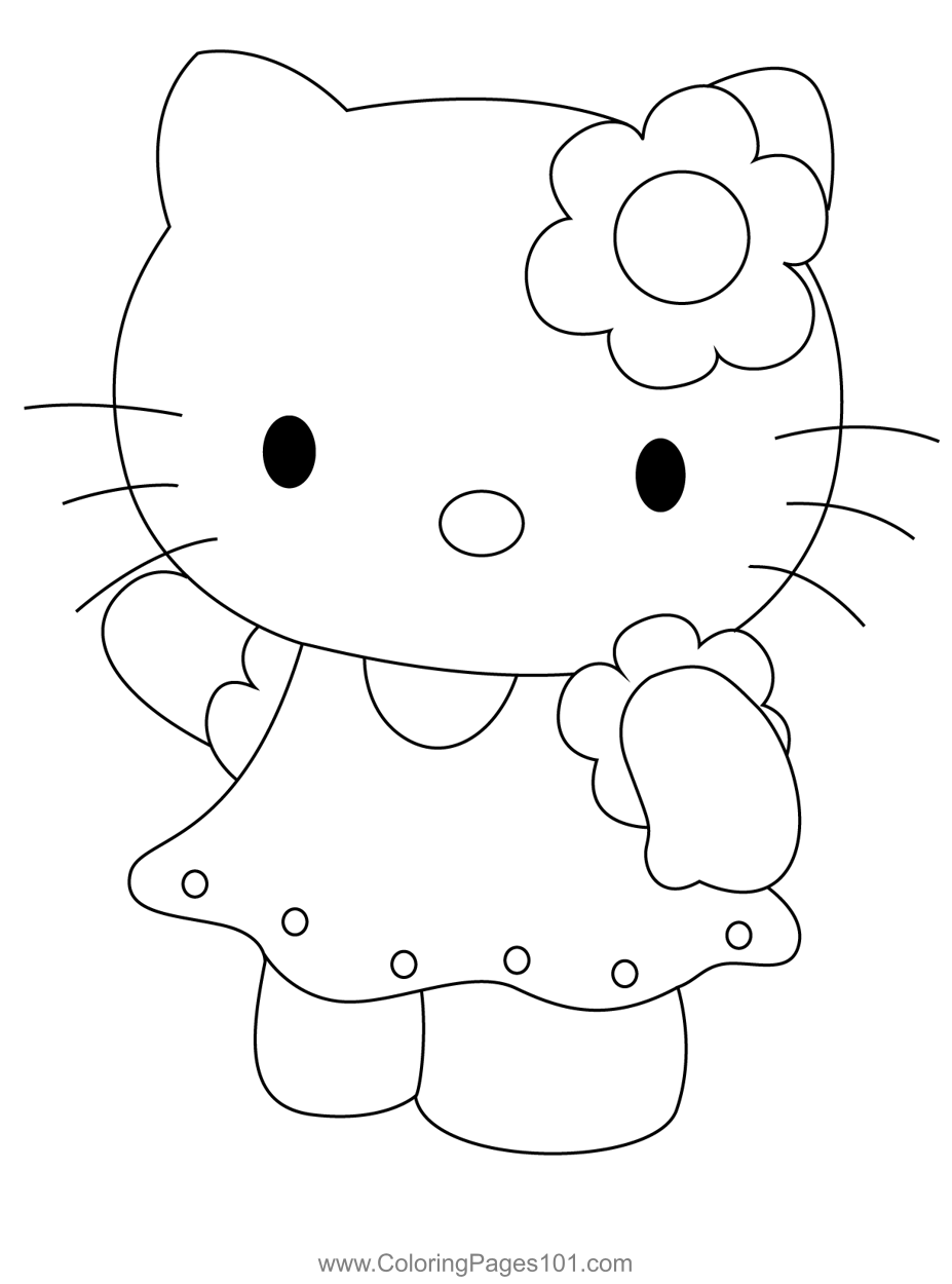 Beauty Hello Kitty Coloring Page for Kids - Free Hello Kitty Printable
