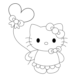 Cut Hello Kitty Free Coloring Page for Kids