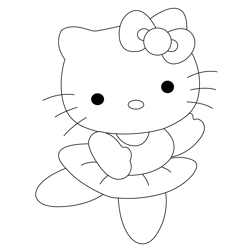 Dance Hello Kitty Free Coloring Page for Kids