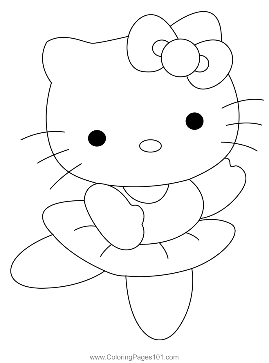 Dance Hello Kitty Coloring Page for Kids - Free Hello Kitty Printable