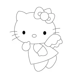 Fly Hello Kitty Pink Free Coloring Page for Kids