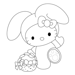 Hello Kitty Easter Free Coloring Page for Kids
