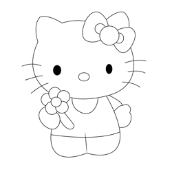 Hello Kitty Flower Free Coloring Page for Kids