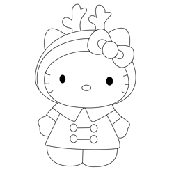 Hello Kitty Reindeer Free Coloring Page for Kids