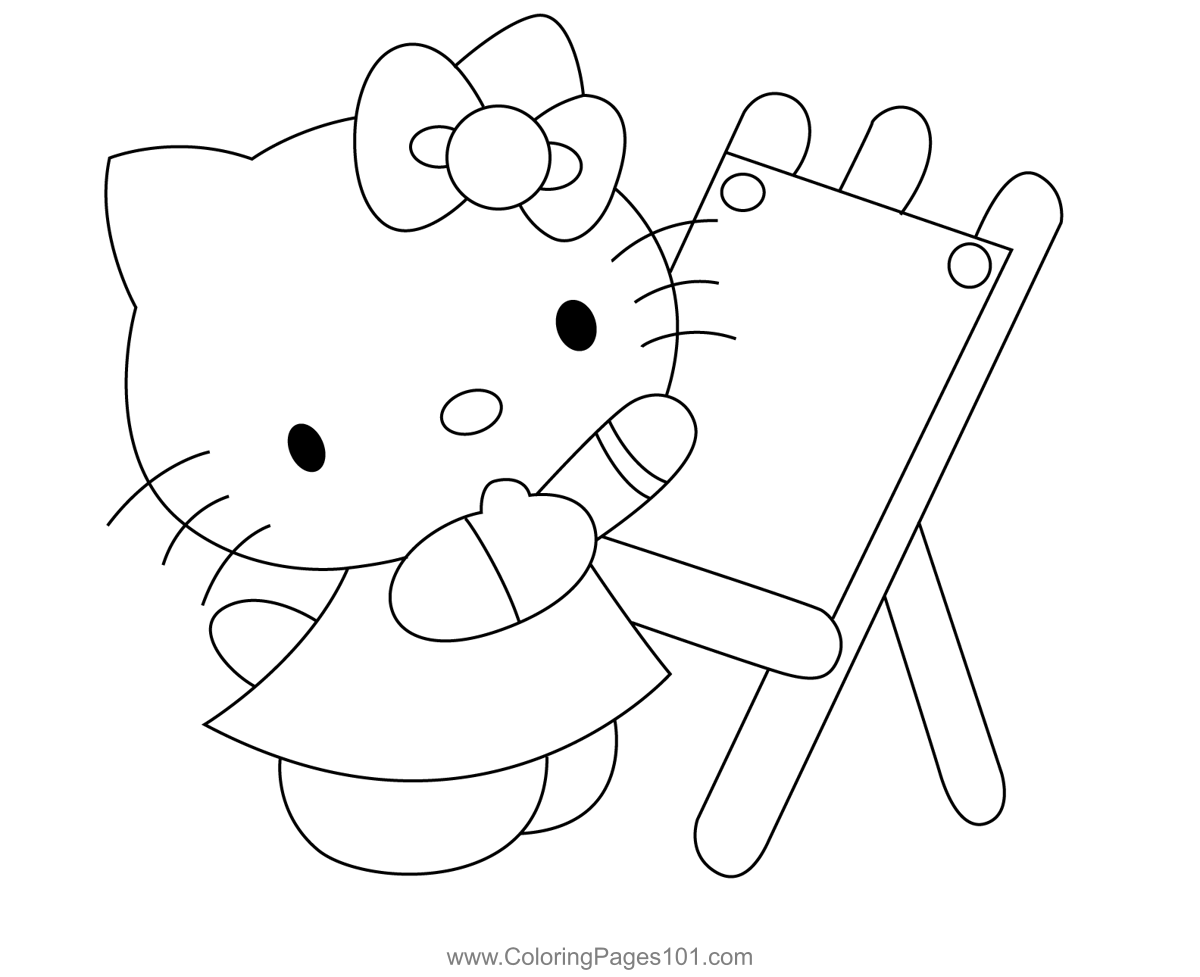 Hello Kitty Study Coloring Page for Kids - Free Hello Kitty Printable ...