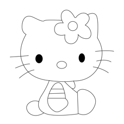 Look Hello Kitty Free Coloring Page for Kids