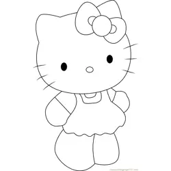 Cute Hello Kitty Free Coloring Page for Kids