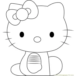 Hello Kitty Sitting Free Coloring Page for Kids