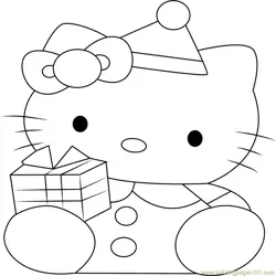 Hello Kitty at Christmas Free Coloring Page for Kids