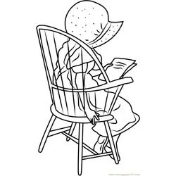 Holly Hobbie Sitting on Chair Free Coloring Page for Kids