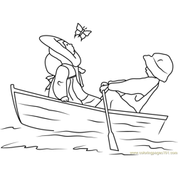 Holly Hobbie and a Boy in a Boat Free Coloring Page for Kids