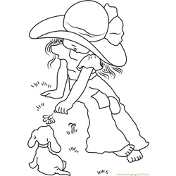 Holly Hobbie with Dog Free Coloring Page for Kids