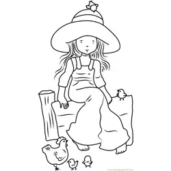 Holly Hobbie with Hen Free Coloring Page for Kids