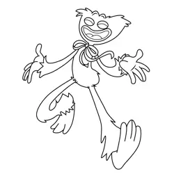 Huggy Wuggy Jumping with Joy Free Coloring Page for Kids