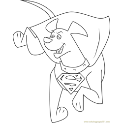 Smiling Krypto Free Coloring Page for Kids