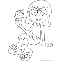 Lizzie McGuire Eating Ice Cream Free Coloring Page for Kids