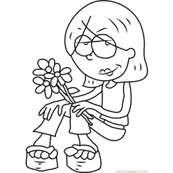 Lizzie McGuire having Flowers Free Coloring Page for Kids