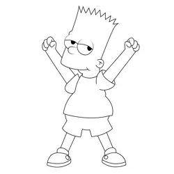 Happy Bart Simpson Free Coloring Page for Kids