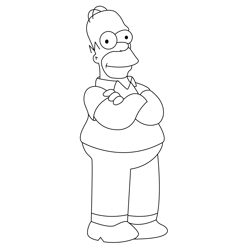 Homer Simpson Cartoon Free Coloring Page for Kids