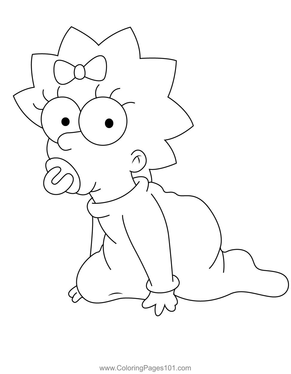 Maggie Simpson Coloring Page for Kids - Free Maggie Simpson Printable