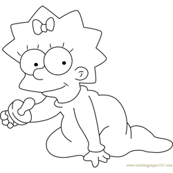 Happy Maggie Simpson Free Coloring Page for Kids