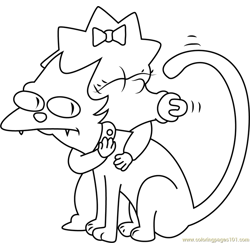 Maggie Simpson Hugs Cat Free Coloring Page for Kids