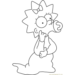 Maggie Simpson Thinking Free Coloring Page for Kids