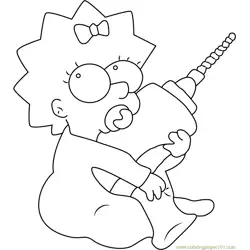 Maggie Simpson with Drill Machine Free Coloring Page for Kids