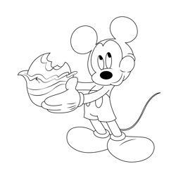 Eat Mickey Mouse Free Coloring Page for Kids
