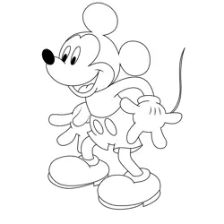 Happy Mickey Mouse Free Coloring Page for Kids