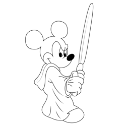Jedi Mickey Free Coloring Page for Kids
