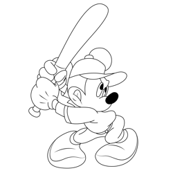 Mickey Baseball Free Coloring Page for Kids