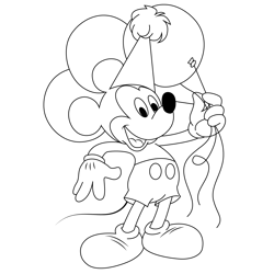 Mickey Mouse Birthday Free Coloring Page for Kids