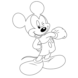 Mickey Mouse Close Eyes Free Coloring Page for Kids
