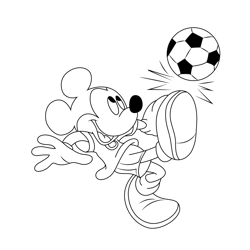 Mickey Mouse Play Football Free Coloring Page for Kids
